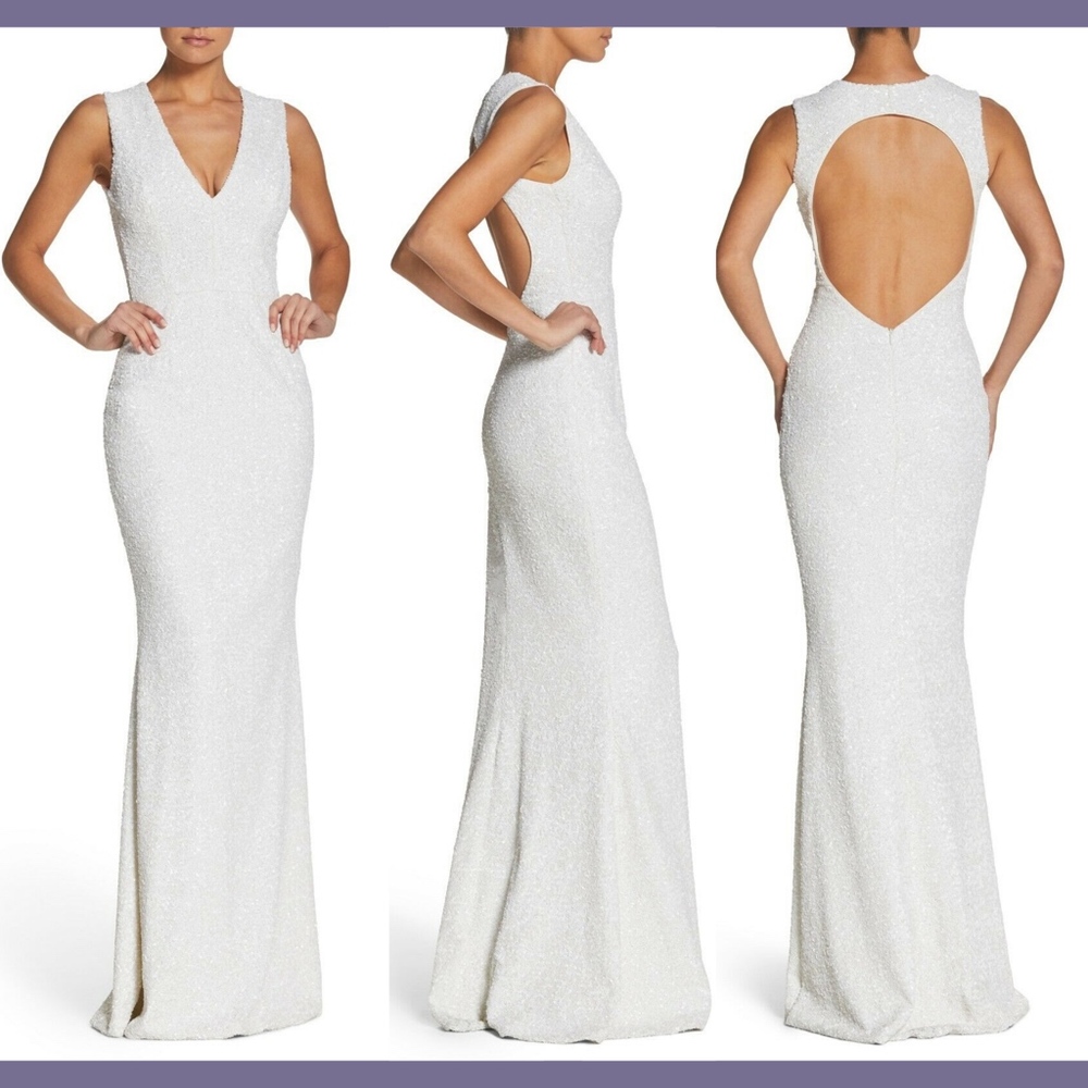NEW Dress the Population Karina Plunge‎ Sequin Gown